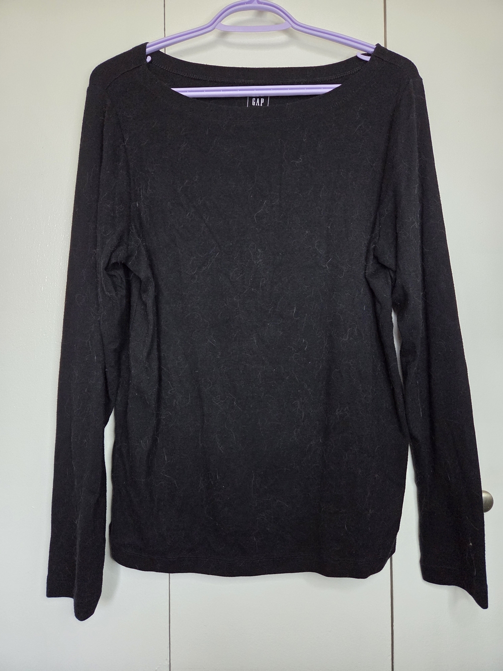 GAP Women's XL Black Long-Sleeve Boatneck Soft Stretch Comfort Fit Top